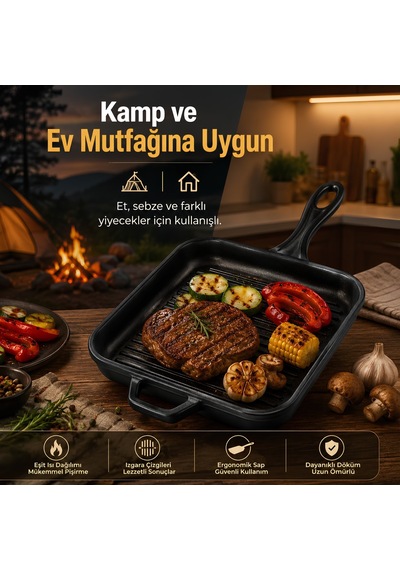 Hosse Hs-230388 Yardımcı Kulplu Kare Grill Tava