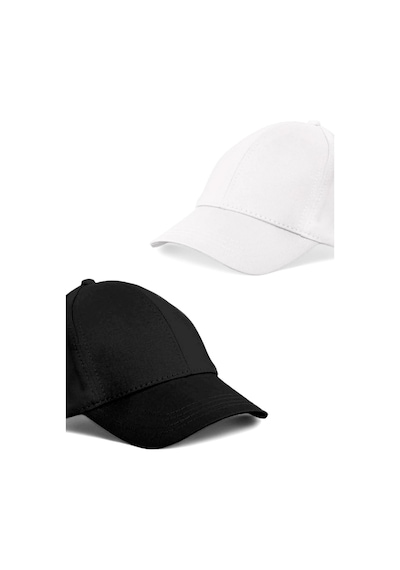 Unisex Siyah Ve Beyaz Rengi 2'li Beyzbol Şapka Seti - Unisex Siyah - Beyaz