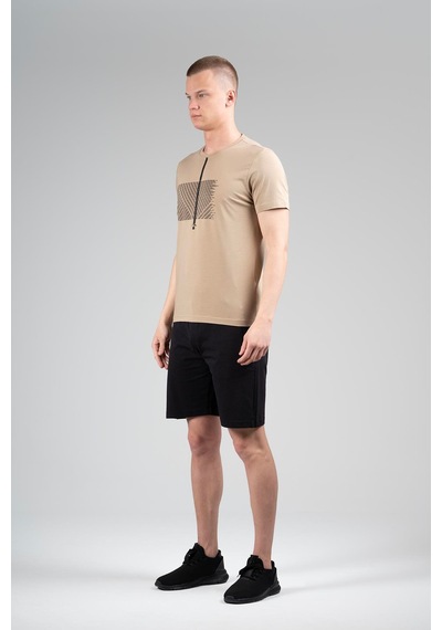 Maraton Regular Erkek Bisiklet Yaka Açık Vizon T-shirt Vizon