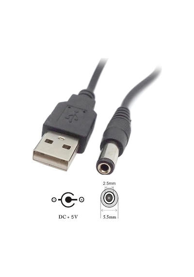 Aogo AO-5525 USB Dc 5.5 x 2.5 MM Güç Kablosu 5 V Dc Güç Kablosu
