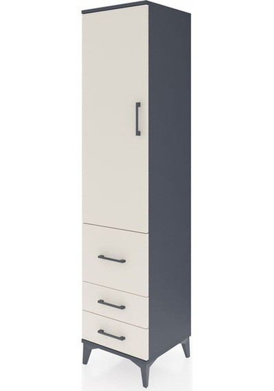 Hyperion Dolap 2 Raflı 3 Çekmeceli Tek Askılı 44x44x195 Antrasit-aytaşı Antrasit