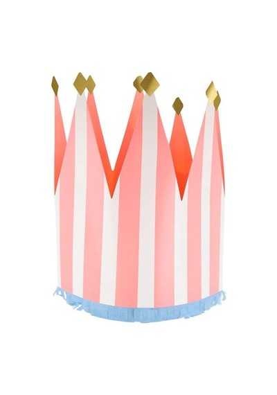 Meri Meri - Striped Party Crowns - Çizgili Parti Taçları - 8 Adet Çok Renkli