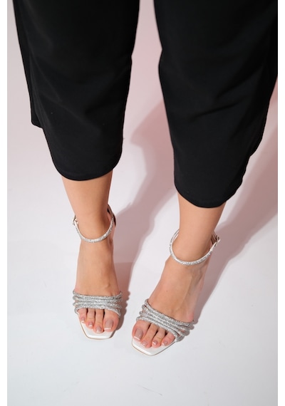 Luvishoes Monica Sedef Cilt Taşlı Kadın İnce Topuklu Abiye Ayakkabı Sedef