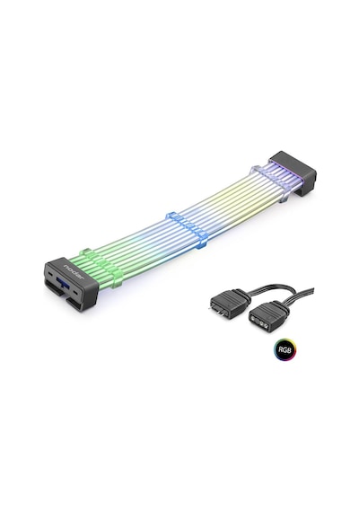 Bükülebilir Sleeved Ekran Kartı Argb Lightboard 2x8 Pin 44 Led Siyah Nd2803b Evimdeyokyok