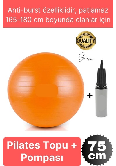 Svein 75 Cm Yoga Pilates Topu Ve Şişirme Pompası Hediye Denge Egzersiz Aerobik Jimnastik Reformer Spor Set