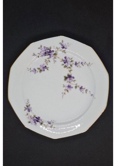Marktleuthen Mor Menekşe Desenli Pasta Tabağı 17.5 Cm Beyaz