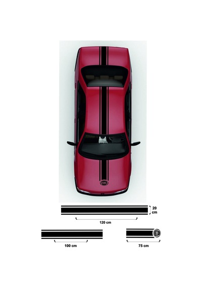 Fiat 3 İçin Özel Yeni Uyumlu Aksesuar Kaput-tavan-bagaj Çift Şerit Oto Özel Yeni Sticker Siyah 20 120 Cm-20 100 Cm-75 20 Cm