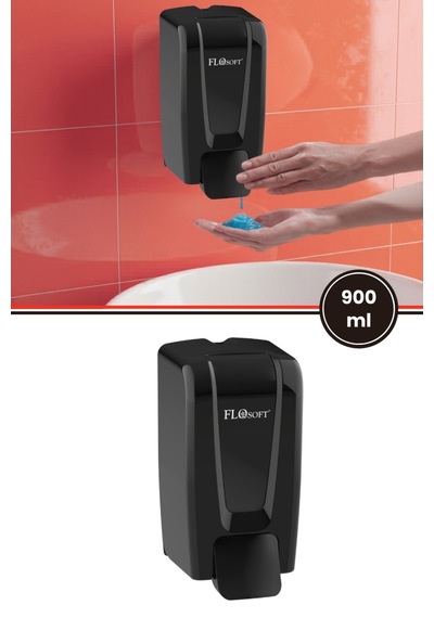 Flosoft F248S Manuel Gagalı Sıvı Sabun Dispenseri, 700 Ml Banyo Mutfak Duvara Monte Sabunluk Siyah