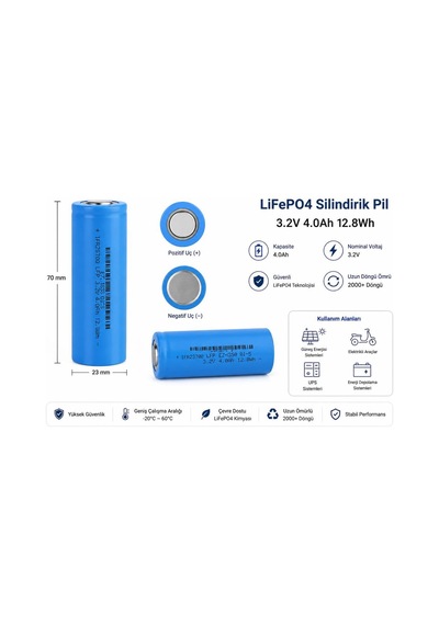 Or-tec 26700 3.2v 4000mah 3c Lifepo4 Şarj Edilebilir Pil
