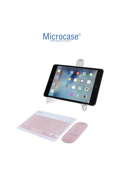 Microcase Samsung S11 11 İnch Tablet Uyumlu Tablet Çanta+türkçe Bluetooth Klavye +mouse+ Standı - Pembe Al8127 Omuz Çantası