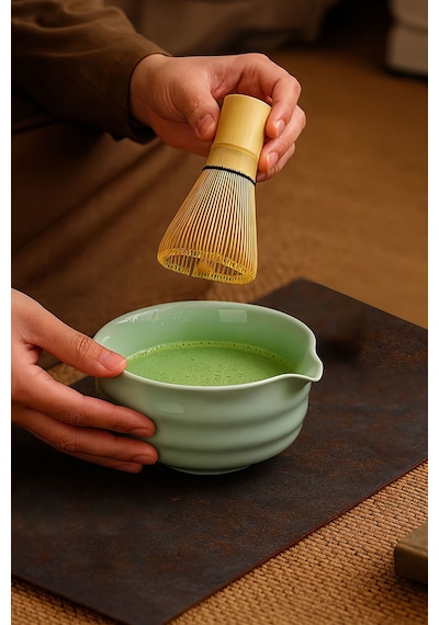 Seramik Matcha Çayı Köpürtme Kasesi Chawan Mt215 Yeşil