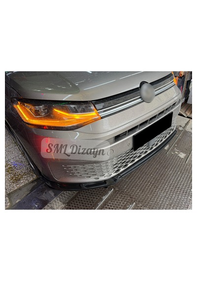 Volkswagen Caddy 2021-2026 Uyumlu Ön Lip - 3 Parça Parlak Siyah Plastik Karlık