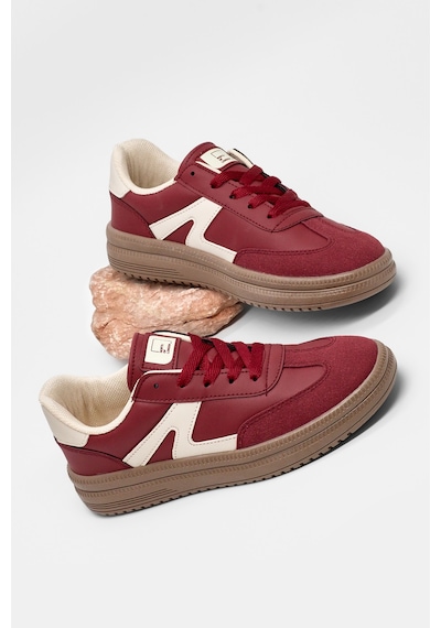Tonny Black Rahat Kalıp Kauçuk Taban Bağcıklı Sneaker Kadın Bordo Bej Sneaker Tbtyldz005 Bej - Bordo