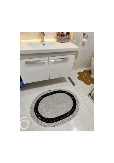 Jüt Desenli Kapı Önü Paspas Banyo Paspası Balkon Paspası Hediyelik Ev Eşyası Gribeyaz Siyah Gribeyaz Siyah