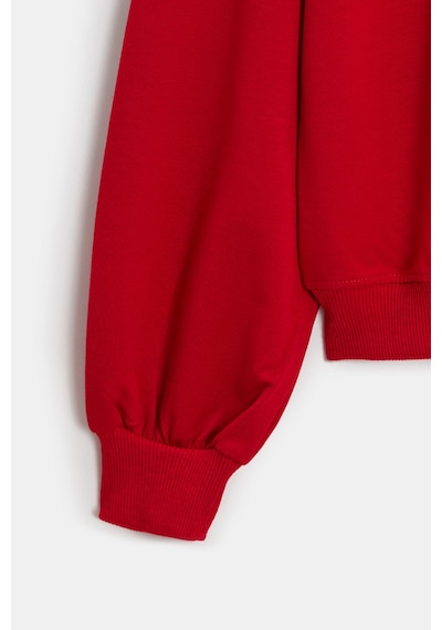 Sââde Kadın Oversize Bisiklet Yaka Basic Casual Sweatshirt Kırmızı