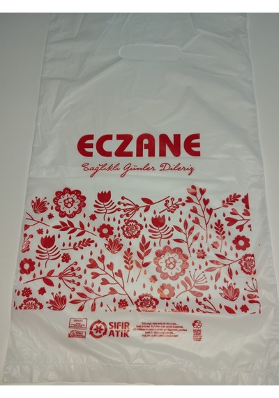 Eczane Hışır Elgeçme Baskılı Beyaz Çanta 20 X 36 Cm