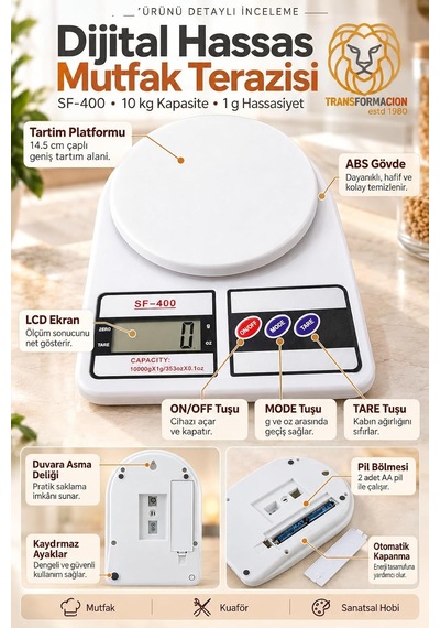 Dijital Hassas Mutfak Terazisi 10 Kg Elektronik Tartı Mutfak Kuför 720704 Çok Renkli