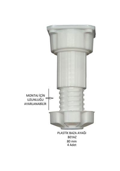 Plastik Baza Ayağı, Beyaz, 8 Cm 4 Adet Beyaz