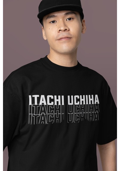 Sevbano Naruto Shippuden Itachi Uchiha Sırt Baskılı Unisex Oversize Anime Siyah