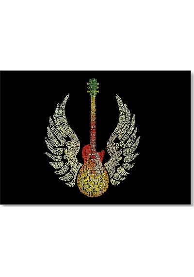 Cakasepetim Gitar Melek Kanatları Ve Şarkı Sözleri Ahşap Mdf Tablo