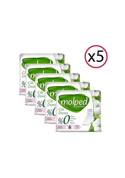 Molped Pure&Soft Uzun Hijyenik Ped 7'Li X 5 Adet