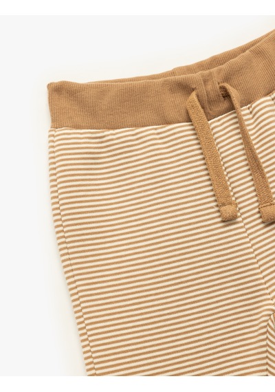 Koton Beli Bağlamalı Şardonlu Çizgili Jogger Eşofman Altı Kahverengi Çizgili 7wmb40014tk