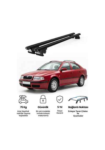 Venüs Skoda Octavia V 1998-2004 Uyumlu Siyah Ara Atkı Port Bagaj Tavan Barı