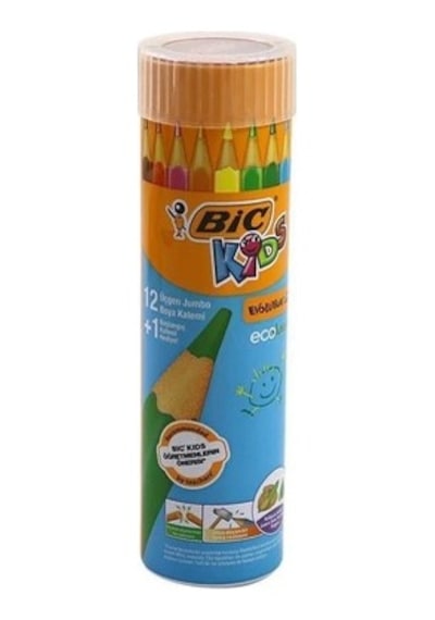 12+1 Renk Metal Tüp Üçgen Jumbo Boya Kalemi 124-Pembe