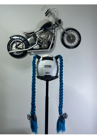 Motor & Motosiklet Çift Petrol Mavi Örgü Saç Kask Dış Aksesuarı Diğer