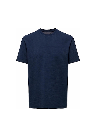 Only & Sons Erkek Onskıan Kare Desenli Kısa Kollu Pamuklu T-shirt 22028692 Lacivert