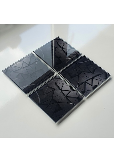 Decorita Cam Bardak Altlığı Antrasit Kristal 4'lü Takım 10 x 10 CM Antrasit