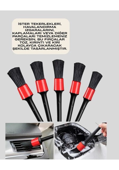 5 Boy Fırçalı Araba Temizlik Seti-derin Temizlik Sağlayan Yumuşak Fırçalar 1 Adet