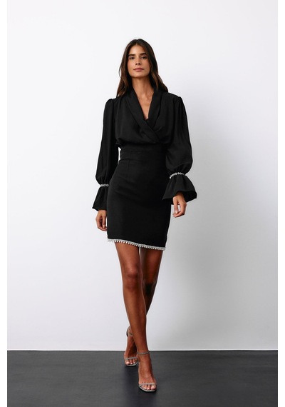 Sateen Aksesuar Detaylı Bluz - Siyah-135126 Siyah