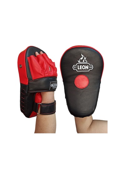 Aksaspor Leon Energy Hakiki Deri Kick Boks Ve Muay Thai El Lapası Kırmızı Kırmızı - Siyah
