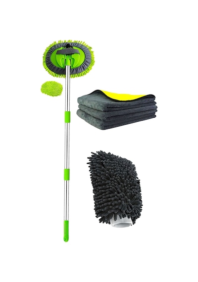 Araba Yıkama Fırçası Oto Yıkama Seti Mop Mikrofiber Bezli Teleskopik Saplı 1 Yedek Bez Hediyeli