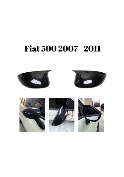 Fiat 500 2007 2008 2009 2010 2011 Uyumlu Yarasa Batman Ayna Kapağı Takımı Piano Black Parlak Siyah