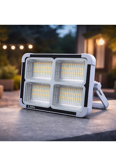 Cata Ct-4698 Solar Projektör 200w Şarjlı Led Projektör Ip65 3 Renk Modlu Dimmerli Işık