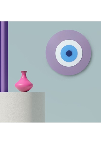 Minimalist Ametist Nazar Boncuğu El Yapımı Ahşap Büyük Nazarlık 3