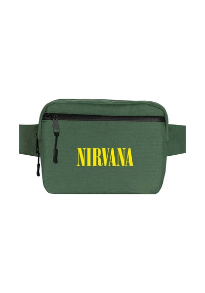 Nirvana Yazı Sarı Yeşil Bel Çantası
