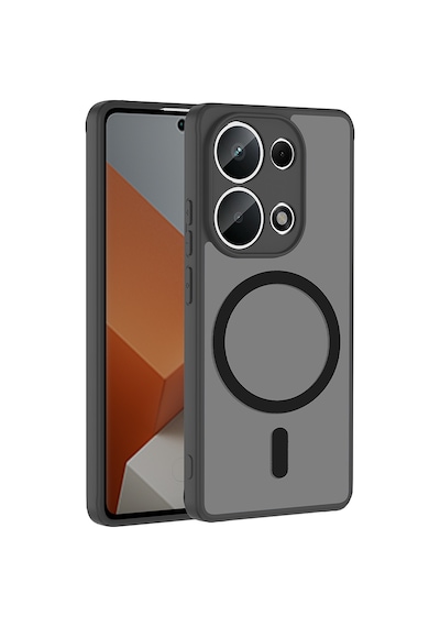 Maks Technology Redmi Note 13 Pro 4g Kılıf M-safe Şarj Özellikli Mkst Babet Kapak - Siyah