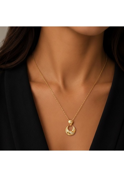 Servi 925 Ayar Gümüş Twist Halka Kolye-38 Gold - Gümüş