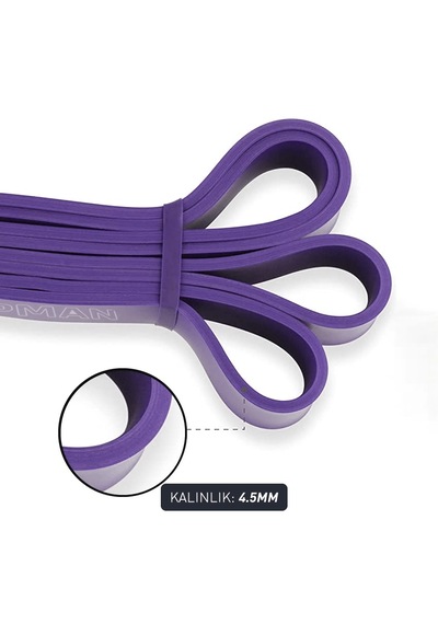 208 Cm Pilates Jimnastik Lastiği Egzersiz Yoga Direnç Bandı Orta-yüksek - Mor 2080x32x4.5 Mm
