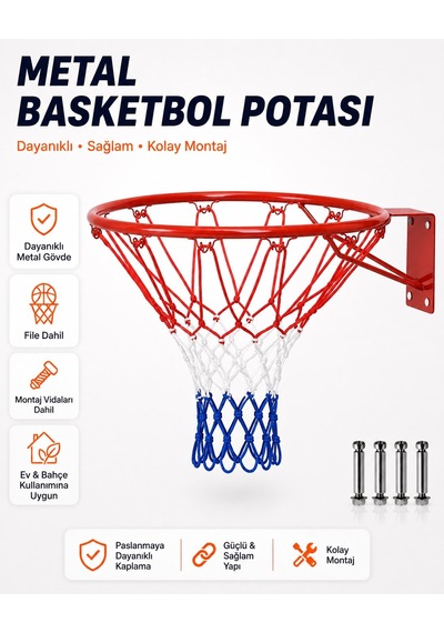 Ckspor Basketbol Potası Ve Filesi 45 Cm Çember Çapı Duvara Monte Basketbol Çemberi
