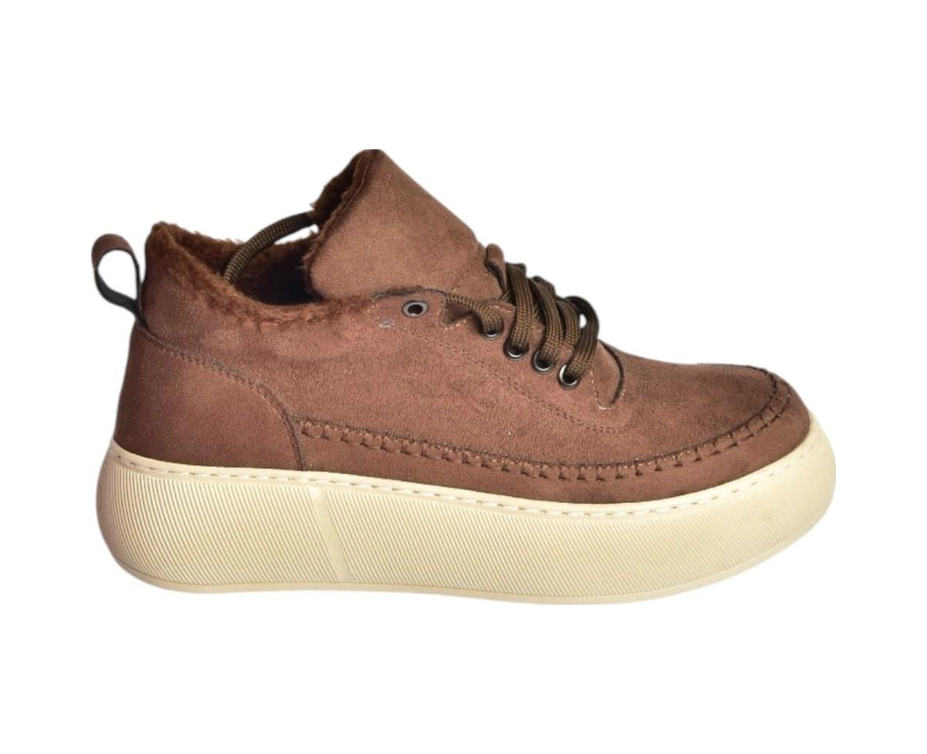 Fox Shoes T811845302 Kahverengi Süet Kalın Tabanlı Kadın Ayakkabı Kahverengi-süet
