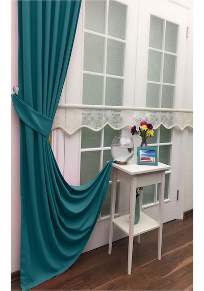 Evdepo Home Deniz Soft Pileli Fon Perde Petrol Petrol Yeşili