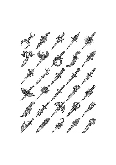 30 Adet Gotik Dövme Deseni Sticker Seti - Laptop, Defter, Telefon Çok Renkli
