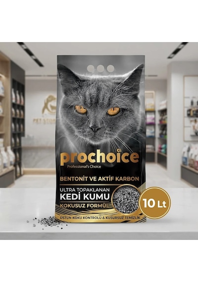 Prochoice Ultra Clumping Aktif Karbonlu Bentonit Kedi Kumu 10 L Kokusuz, Ekstra Güçlü Topaklanan
