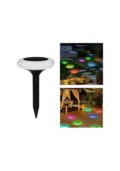 Güneş Enerjili Yuvarlak Saplamalı Rgb Çok Renkli Bahçe Aydınlatma Lambası Led Işık