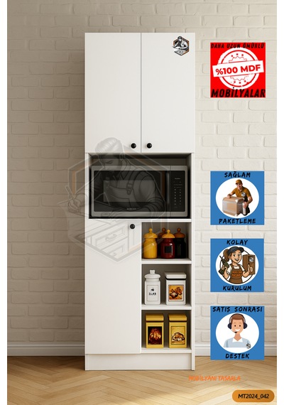 Tamamı Mdf 3 Kapaklı Modern Tasarım Çok Amaçlı Beyaz Mini Fırın D