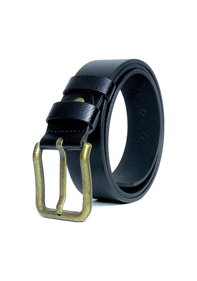 2'li %100 Erkek Kemer Sarı Tokalı 4cm Siyah - Kahverengi